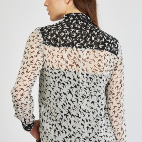 Sheer Bird Print Blouse - Picture 3 of 10